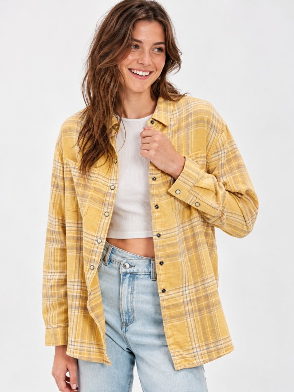 American Eagle Yellow Plaid Soft Cotton Flannel Button Down Shirt S NWT